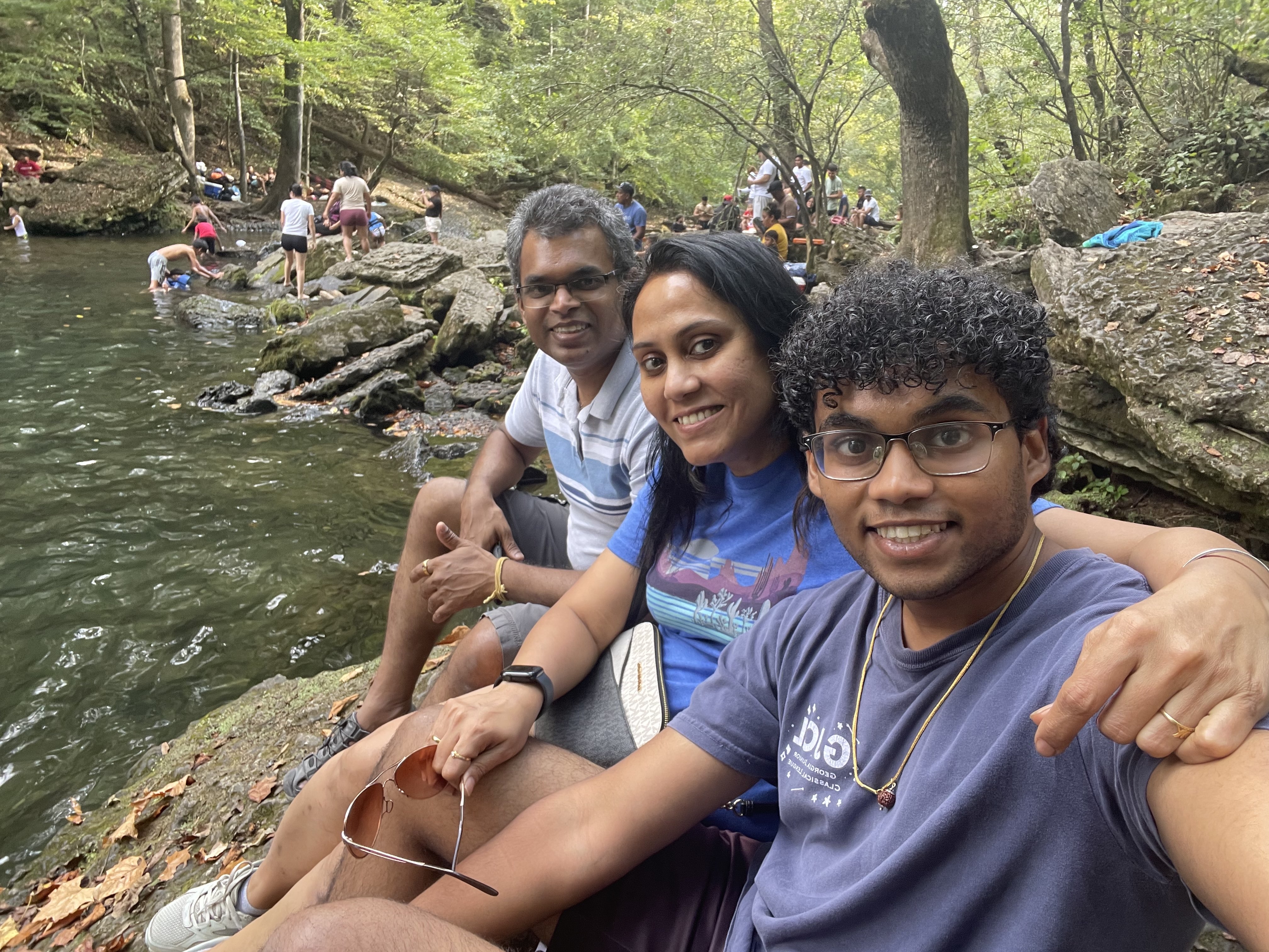 Ajinkya with family at Rutledge Falls, Tennessee